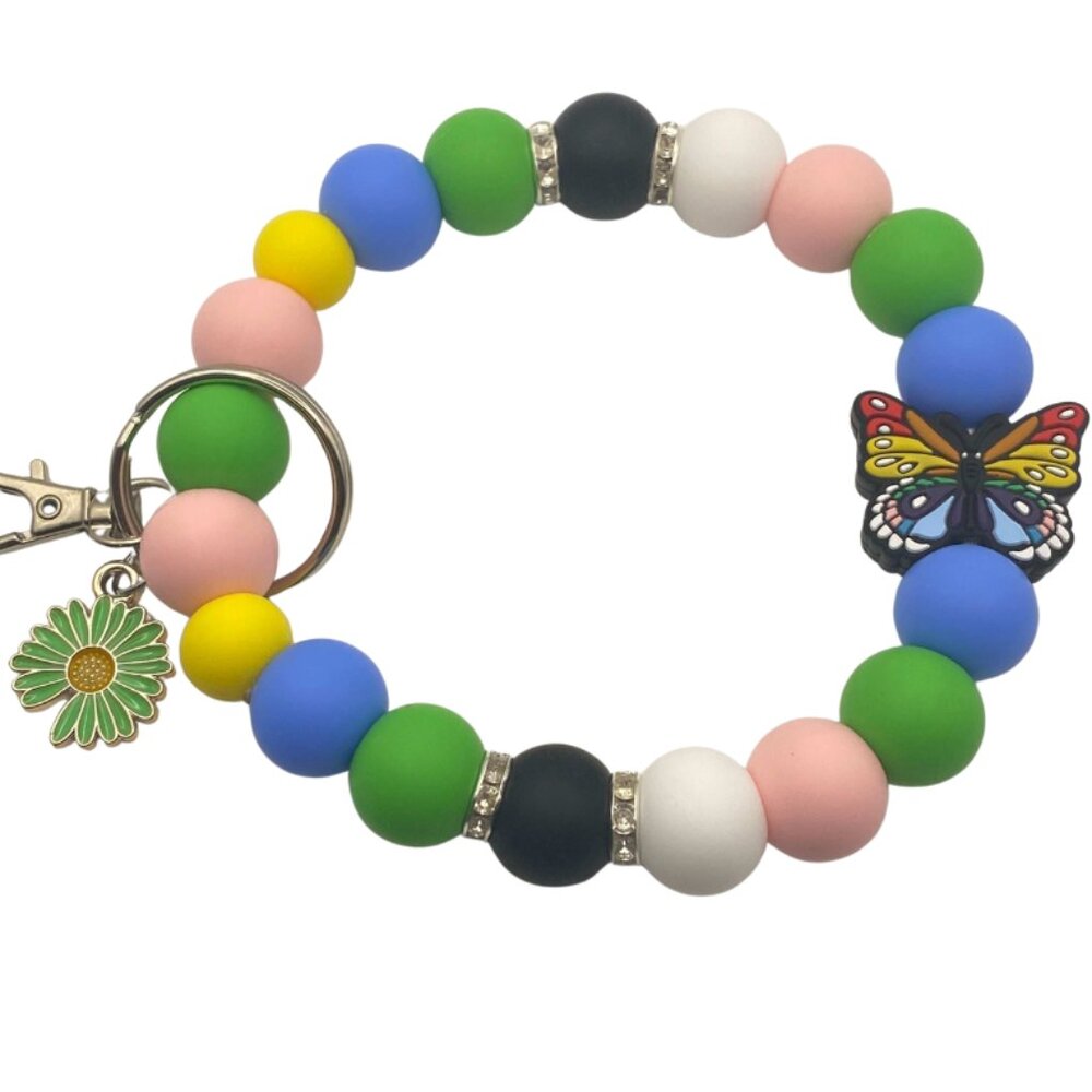 Butterfly Bloom Silicone Wristlet Keychain
